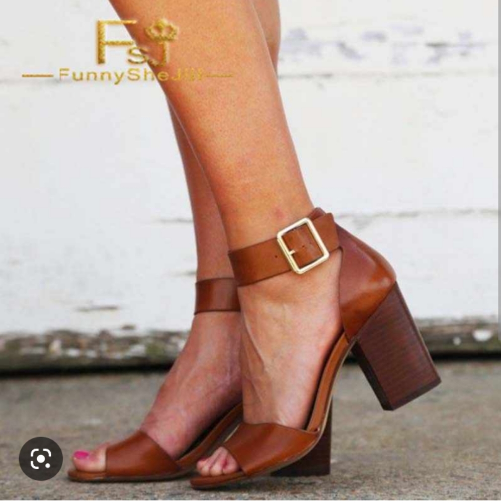 Tan Block Heels